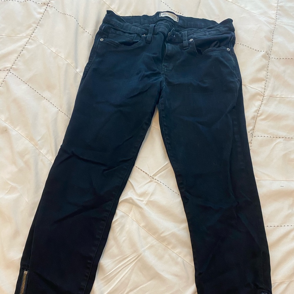 Madewell Dark Blue Side Zipper Skinny Jeans
